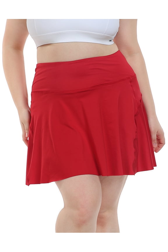 Women's Plus Size Tennis Skort Pleated Skirt with Shorts Red 2X