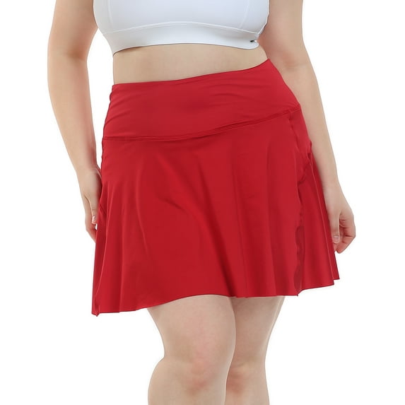 HDE Women's Plus Size Tennis Skort Pleated Skirt with Shorts Red 3X