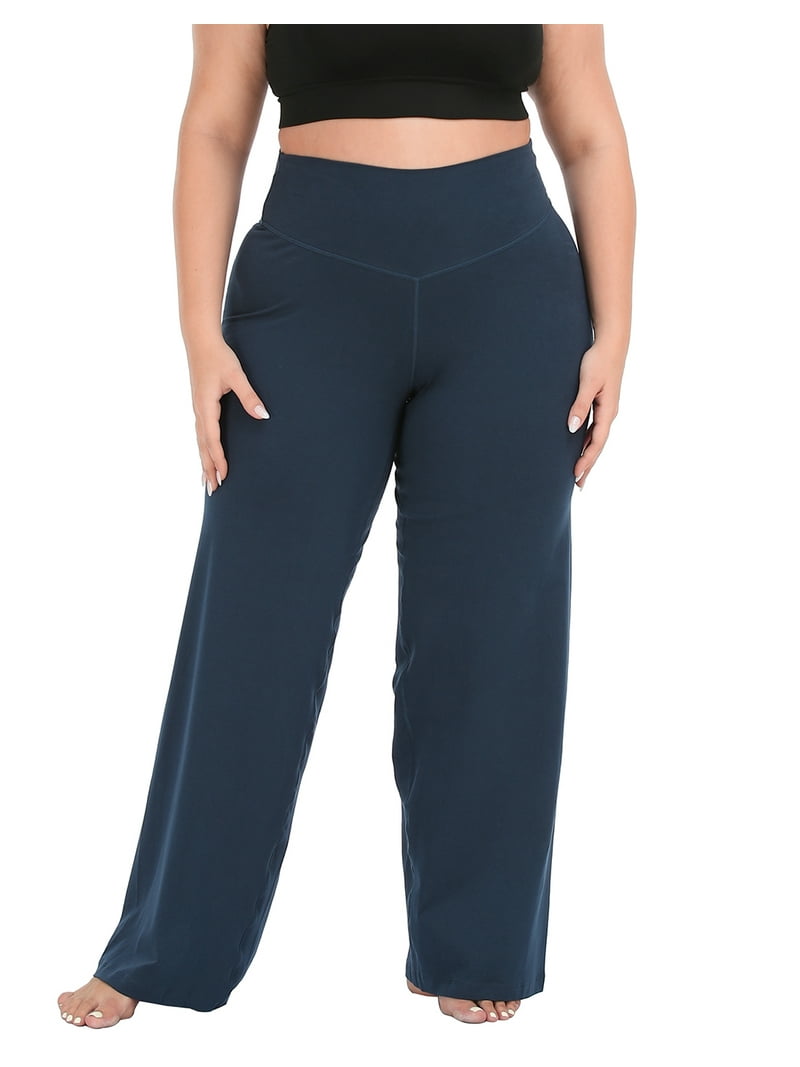 HDE Women's Plus Size Yoga Pants High Waisted Wide Leg Leggings