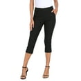 thumbnail image 1 of HDE Women's Pull On Capri 19" Inseam Cropped Pants with Pockets Black XXL, 1 of 6