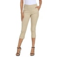 thumbnail image 1 of HDE Women's Pull On Capri 19" Inseam Cropped Pants with Pockets Khaki M, 1 of 6
