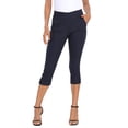 thumbnail image 1 of HDE Women's Pull On Capri 19" Inseam Cropped Pants with Pockets Navy Blue L, 1 of 6