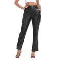 thumbnail image 1 of HDE Women's Pull On Faux Leather Kick Flare Pants with Pockets Black - S, 1 of 7