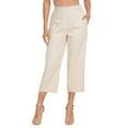 thumbnail image 1 of HDE Women's Pull On Linen Capri Cropped High Waisted Pants Khaki Sand - XL, 1 of 7