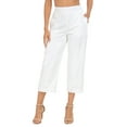 thumbnail image 1 of HDE Women's Pull On Linen Capri Cropped High Waisted Pants White - L, 1 of 7