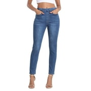 HDE Women's Pull On Skinny Jeans High Waisted Stretch Denim Jegging with Pockets Blue - S