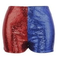thumbnail image 1 of HDE Women's Red and Blue Metallic Sequin Booty Shorts for Harley Misfit Halloween Costume (Red and Blue, 2X), 1 of 5