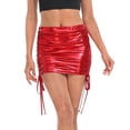 thumbnail image 1 of HDE Women's Shiny Metallic Drawstring Bodycon Mini Skirt Red - XXL, 1 of 6