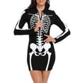 thumbnail image 1 of HDE Women's Skeleton Dress Halloween Costume Long Sleeve Mini Dress Full Skeleton Front & Back M, 1 of 6