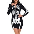 thumbnail image 1 of HDE Women's Skeleton Dress Halloween Costume Long Sleeve Mini Dress Glow In Dark M, 1 of 6