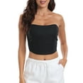 thumbnail image 1 of HDE Women's Strapless Linen Corset Crop Top Bustier Body Shaper Black XXL, 1 of 6