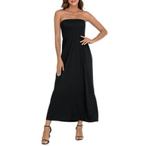 Off The Shoulder Maxi Dresses for Womens Summer Strapless Shirred ...