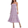 thumbnail image 1 of HDE Women's Strapless Maxi Dress Bohemian Sundress Ditsy Garden Floral Ruffle 4X-5X, 1 of 6