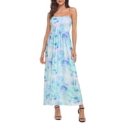 HDE Women's Strapless Maxi Dress Bohemian Sundress Tie Dye S