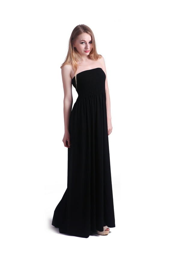 Women's Strapless Maxi Dress Tube Top Long Skirt Sundress Cover Up