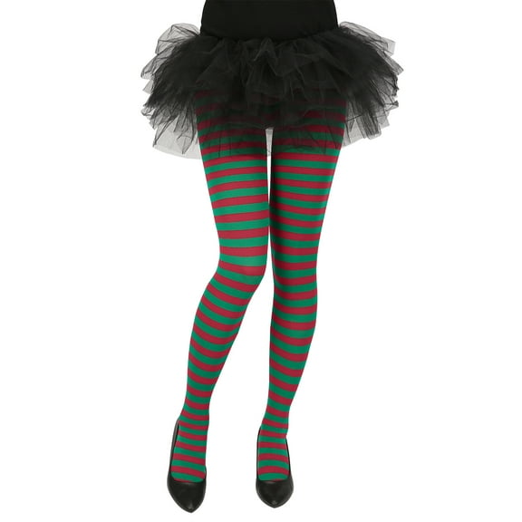 HDE Women's Striped Tights Opaque Microfiber Stockings Nylon Footed Pantyhose