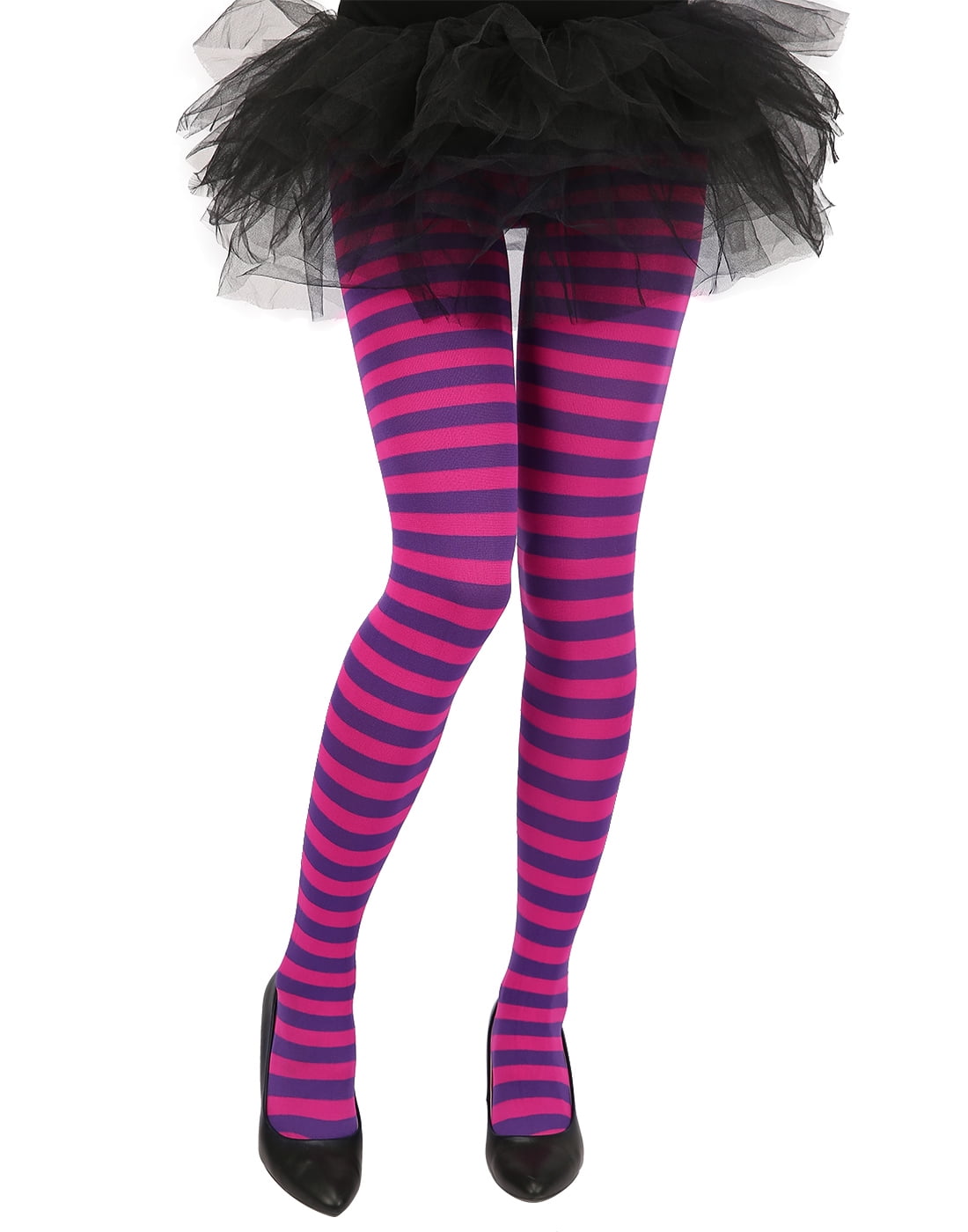 HDE Women's Striped Tights Opaque Microfiber Stockings Nylon Footed