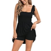 HDE Women's Summer Mini Romper Dress with Built in Shorts Black S
