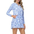 thumbnail image 1 of HDE Women's Swimwear Cover Up Dress Long Sleeve Tunic Indigo Floral XL, 1 of 6