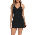 thumbnail image 1 of HDE Women's V-Neck Exercise Dress with Built in Bra and Separate Shorts Black L, 1 of 6