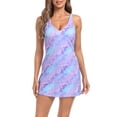 thumbnail image 1 of HDE Women's V-Neck Exercise Dress with Built in Bra and Separate Shorts Marble Smoke XL, 1 of 6
