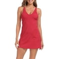thumbnail image 1 of HDE Women's V-Neck Exercise Dress with Built in Bra and Separate Shorts Red XXL, 1 of 6