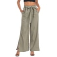 thumbnail image 1 of HDE Women's Wide Leg Linen Palazzo Pants with Pockets Sage Green - XL, 1 of 6