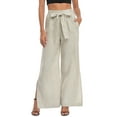 thumbnail image 1 of HDE Women's Wide Leg Linen Palazzo Pants with Pockets Taupe Sand - XL, 1 of 6