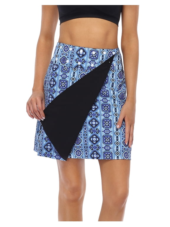 Women's & Women's Plus Reversible Wrap Skirt Swim Coverup Black/Beach Boho M-L