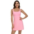 thumbnail image 1 of HDE Women Workout Dress Built in Shorts Sleeveless Athletic Sport Dress Pink w/Bra XL, 1 of 6