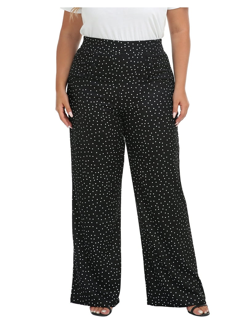 HDE Women's High Waisted Dressy Palazzo Pants, Wide Leg, Size 2X