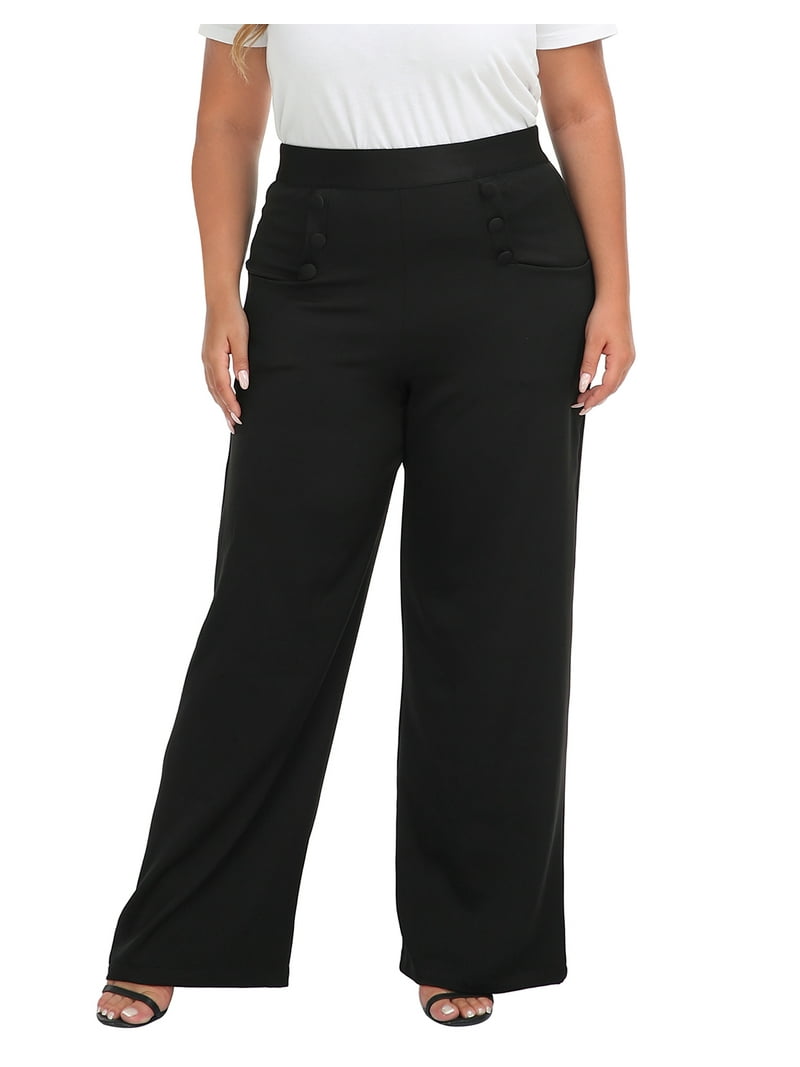 HDE Womens High Waisted Dress Pants Long Wide Leg Palazzo