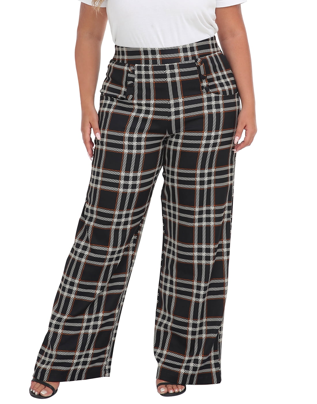 Plus size top plaid dress pants