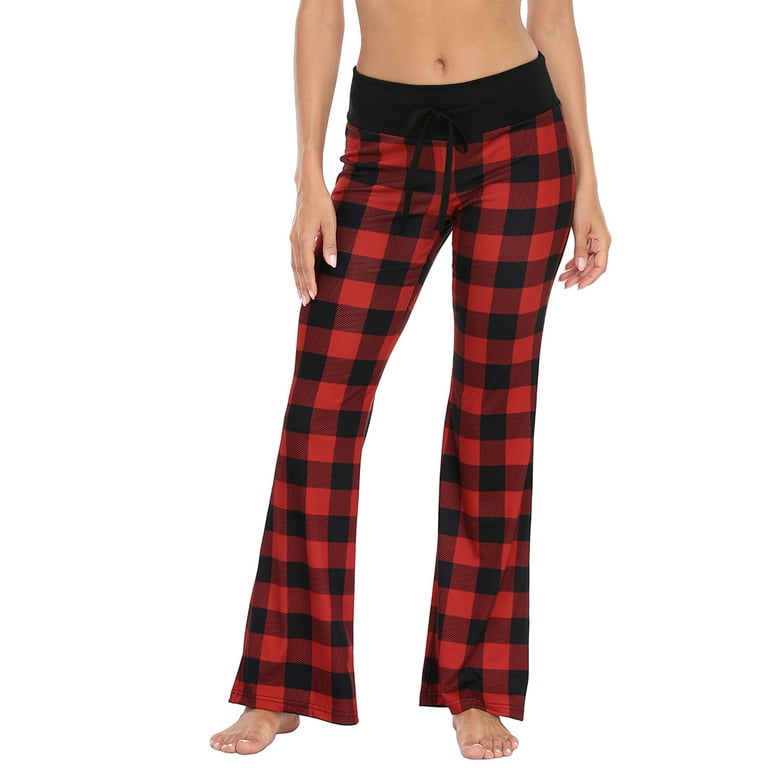 HDE Womens Pajama Pants Wide Leg Sleepwear Casual Loose Lounge Pant PJ  Bottoms Buffalo Plaid - 2X