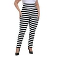 thumbnail image 1 of HDE Womens Plus Size Graphic Leggings Halloween Costume Tights Black and White Horizontal Stripes 1X, 1 of 6