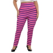 HDE Womens Plus Size Graphic Leggings Halloween Costume Tights Cheshire Stripes 1X