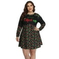 thumbnail image 1 of HDE Womens Plus Size Party Dress Ugly Christmas Sweater Long Sleeve Skater Dress Elfed Up 2X, 1 of 6