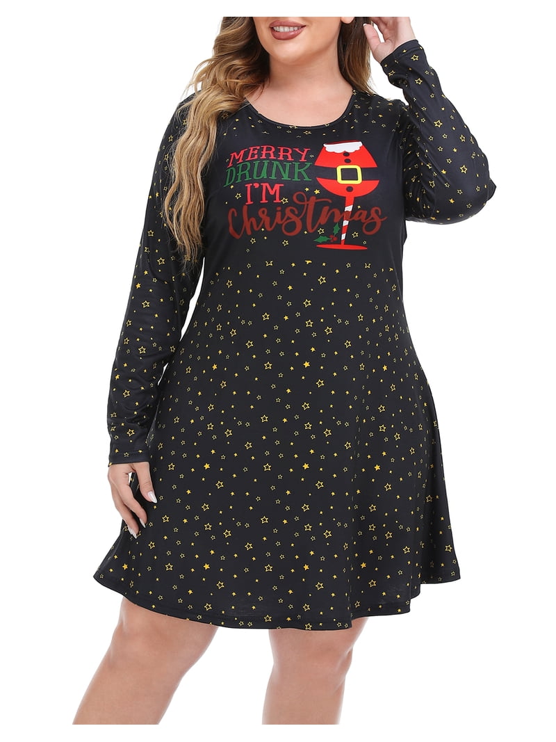 HDE Womens Plus Size Party Dress Ugly Christmas Sweater Long Sleeve Skater  Dress Merry Drunk I'm Christmas 4X - Walmart.com
