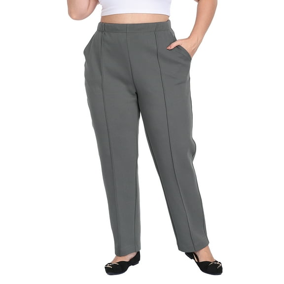 HDE Womens Plus Size Pull On Pintuck Pants with Pockets Slate Gray - 1X