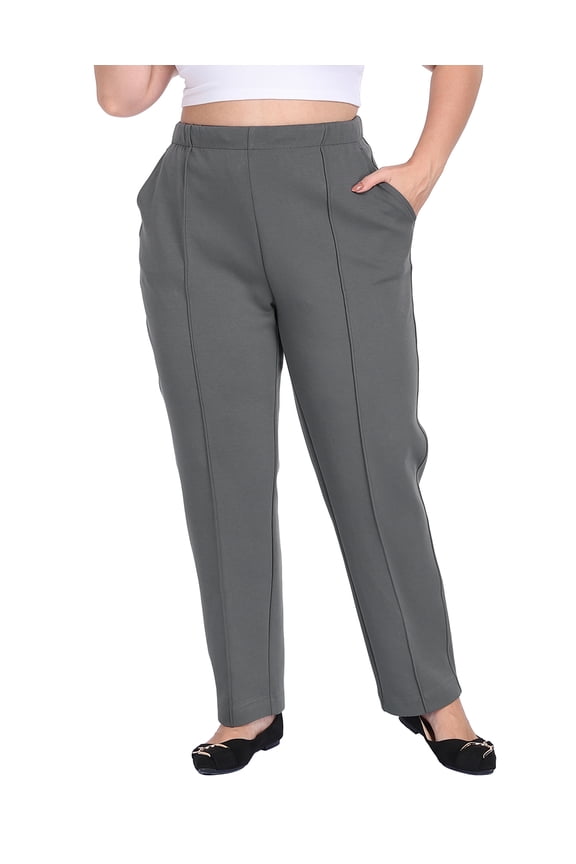 Womens Plus Size Pull On Pintuck Pants with Pockets Slate Gray - 2X