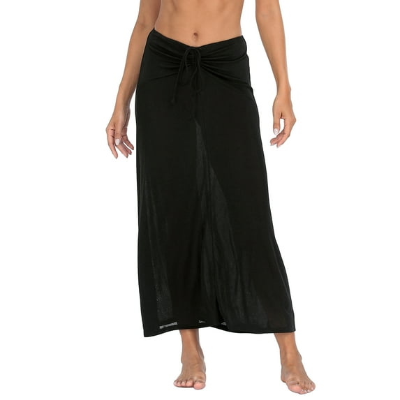 HDE Womens Ruched Cover Up Skirt Convertible Dress Swimsuit Coverup Black S