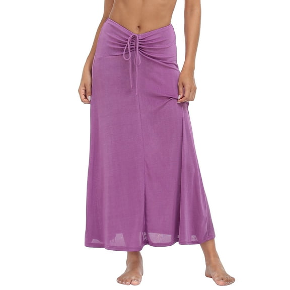 HDE Womens Ruched Cover Up Skirt Convertible Dress Swimsuit Coverup Orchid L
