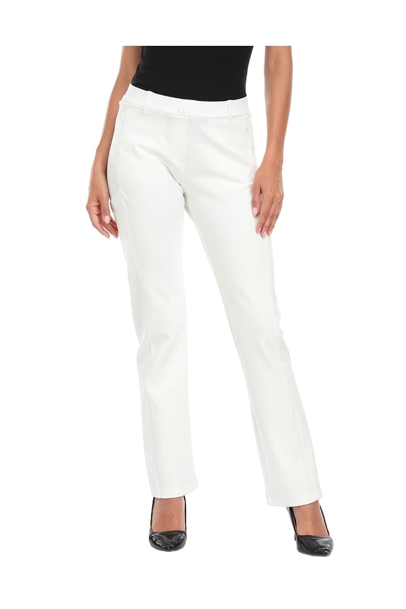 Yoga Dress Pants for Women Straight Leg Pull On Pants with 8 Pockets White - XL Regular