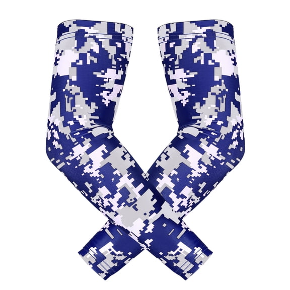HDE Arm Compression Sleeves for Kids Youth Sports Basketball Shooting Navy Blue Digital 2 Count - S