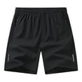 thumbnail image 1 of HDGB Mens Ice Silk Athletic Shorts Quick Dry Solid Workout Trousers 7"/ 9" Lightweight Gym Basketball Casual Summer Beachwear Shorts with Zipper Pockets Black,L, 1 of 5