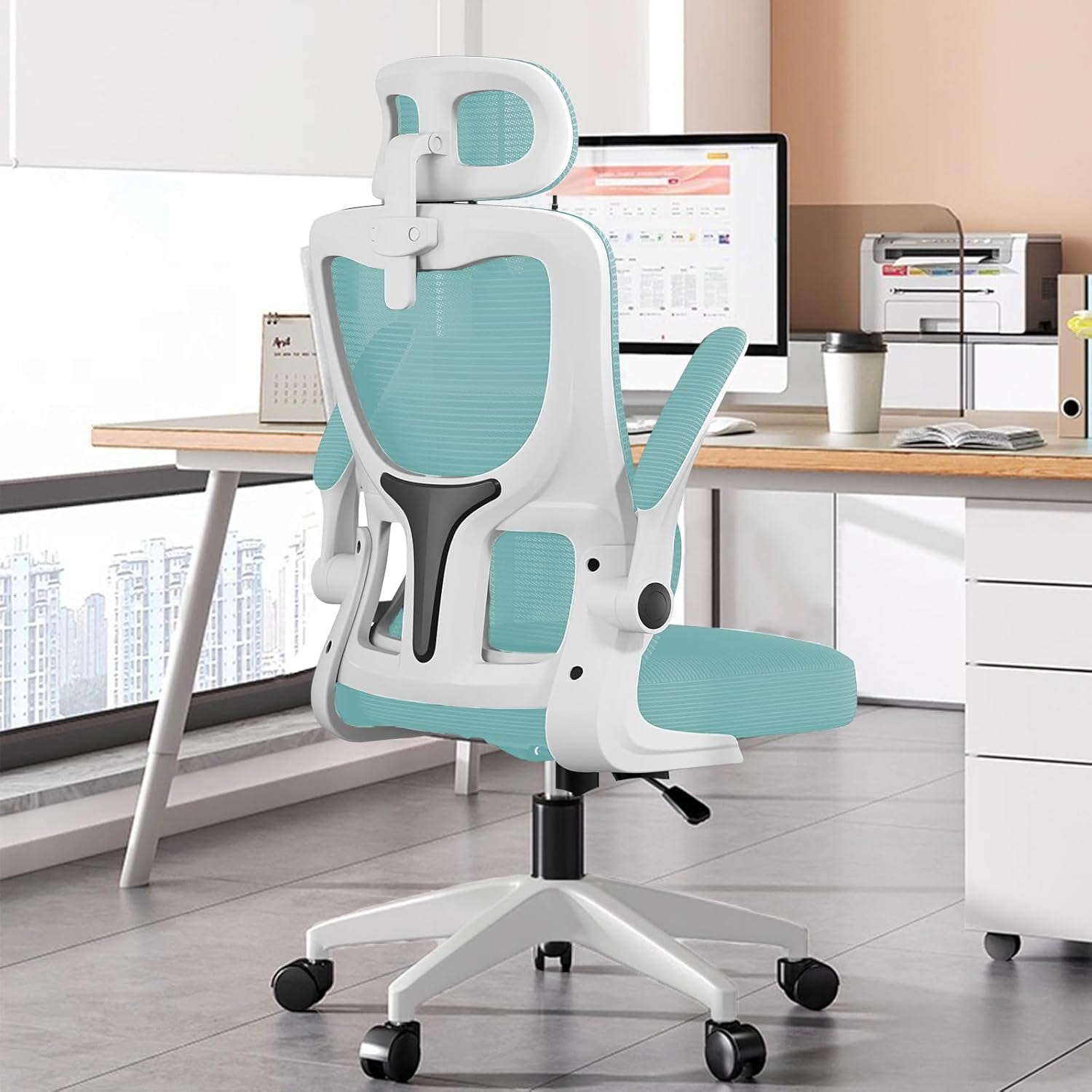 HDHNBA Ergonomic Mesh Office Chair Computer Desk Chair with FILP up ...