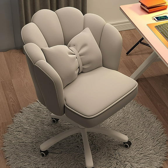 HDHNBA Home Office Desk Butterfly Chair with Mid-Back Upholstered Modern Tufted Computer Task Chair Swivel Height Adjustable Velvet Accent Chair(Grey)
