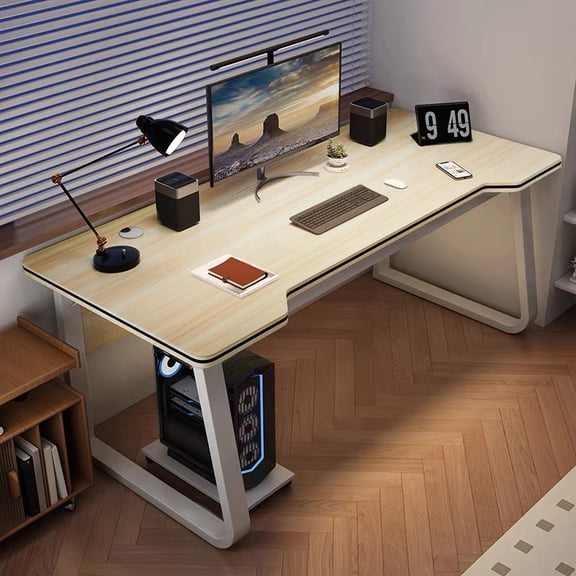 HDHNBA Modern Simple Wood Gaming Desk for Home Office Student Use, Natural, 39.3 Inch