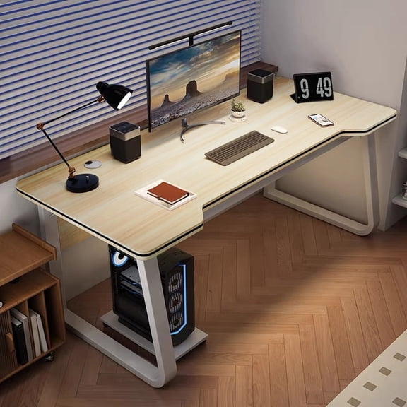 HDHNBA Modern Simple Wood Gaming Desk for Home Office Student Use, Natural, 47.2Inch