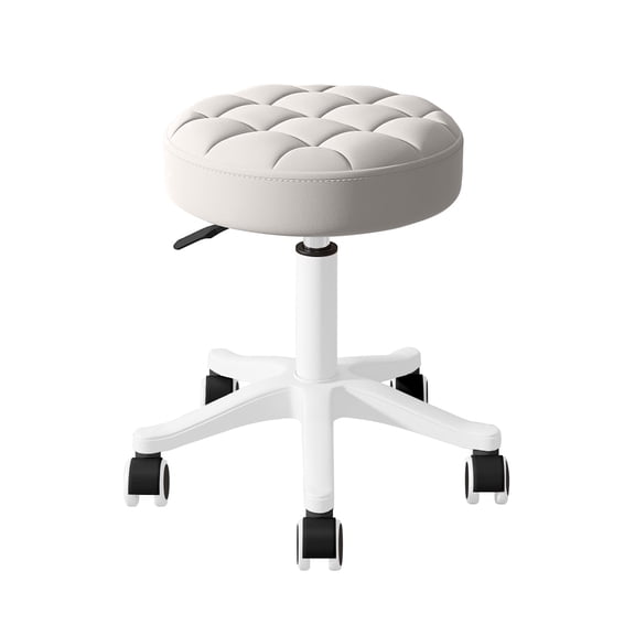 HDHNBA PU Leather Height Adjustable Rolling Stool, Swivel Round Drafting Chair for Salon Home and Office, Gray